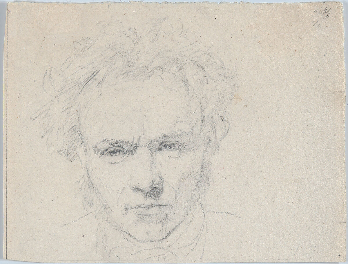 Portrait of the Sculptor Hermann Ernst Freund, Christen Købke (Danish, Copenhagen 1810–1848 Copenhagen), Graphite; at left and below, framing line in graphite, possibly by the artist 