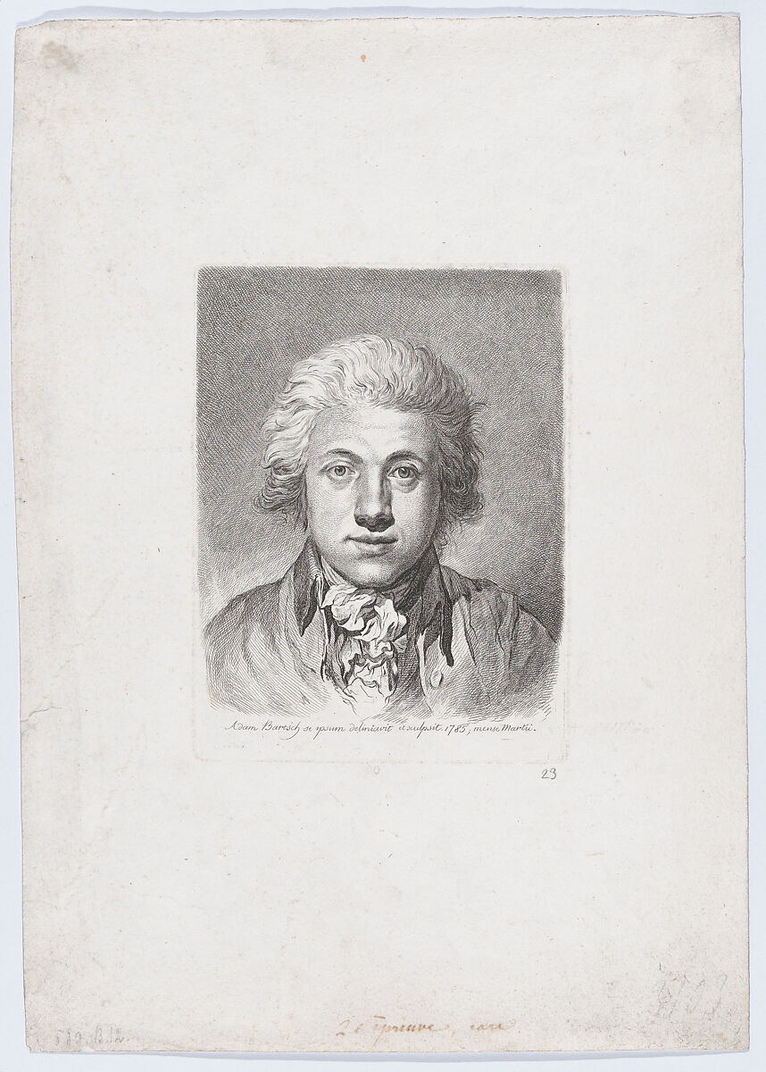 Self-Portrait, Adam von Bartsch (Austrian, Vienna 1757–1821 Vienna), Etching and engraving; sixth state of six (Rieger) 