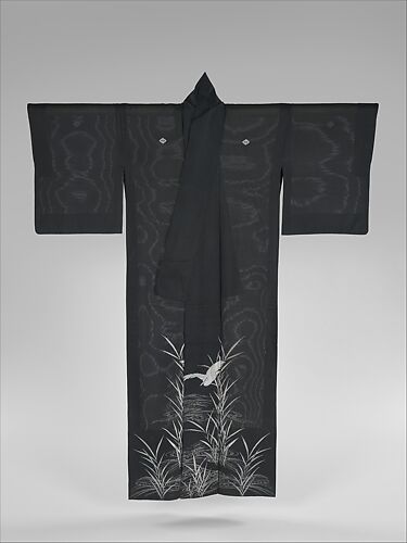 Summer Kimono (Hito-e) with Heron and Reeds