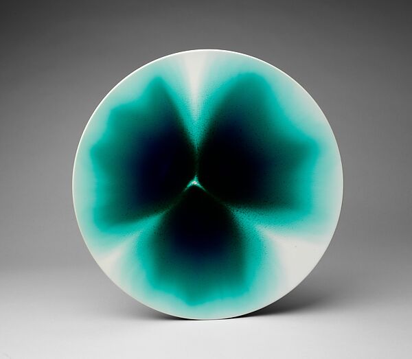 Plate, Tokuda Yasokichi III (Japanese, Komatsu, Kanazawa, 1933–2009), Porcelain with blue-green glaze, Japan 