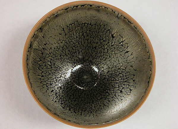 Tea bowl with “oil-spot” and “hare’s-fur” decoration, Kamada Kōji (Japanese, born 1948) active in Kyoto, Stoneware with iron-oxide glazes, Japan