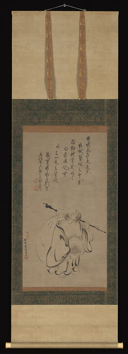Hotei, Kano Takanobu (Japanese, 1571–1618), Hanging scroll; ink and color on paper, Japan