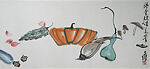 Vegetables, Guo Dawei (Chinese, 1919–2003), Handscroll; ink and color on paper, China
