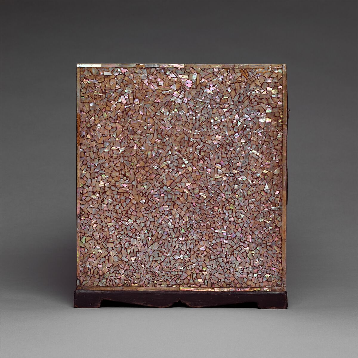 Small chest of drawers decorated with flowers, birds, and insects, Lacquer inlaid with mother-of-pearl, with incised design, Korea