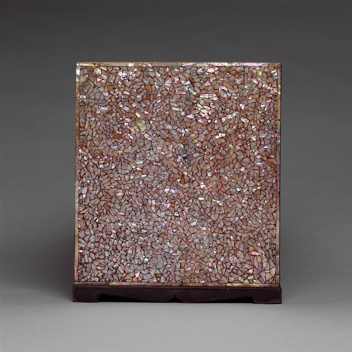 Small chest of drawers decorated with flowers, birds, and insects, Lacquer inlaid with mother-of-pearl, with incised design, Korea