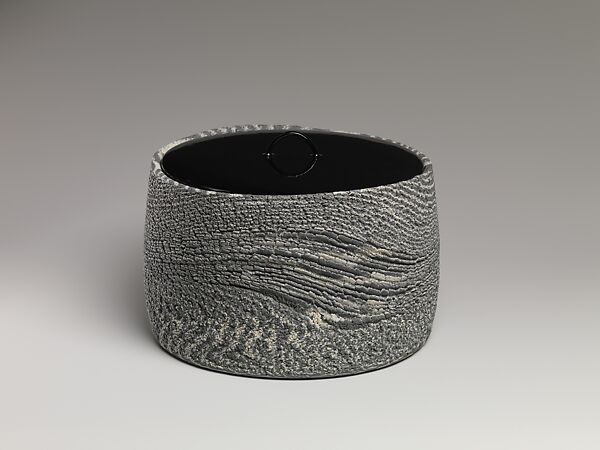 Water Jar, Matsui Kōsei 松井康成 (Japanese, 1927–2003), Marbleized stoneware (neriage) with lacquered lid, Japan 