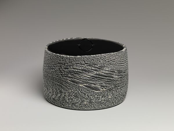 Water Jar, Matsui Kōsei 松井康成 (Japanese, 1927–2003), Marbleized stoneware (neriage) with lacquered lid, Japan