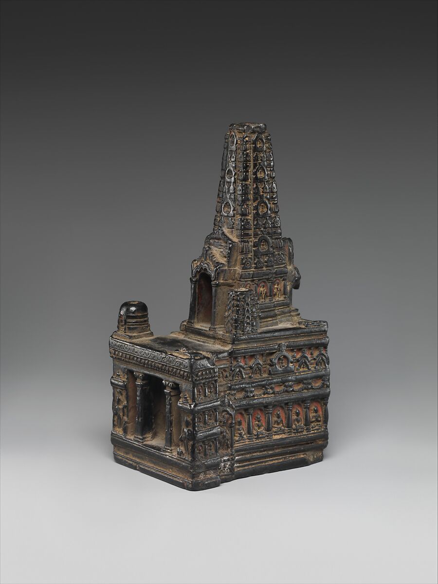 Model of the Mahabodhi Temple, Quartz-muscovite-chlorite-talc phyllite, India, Bihar