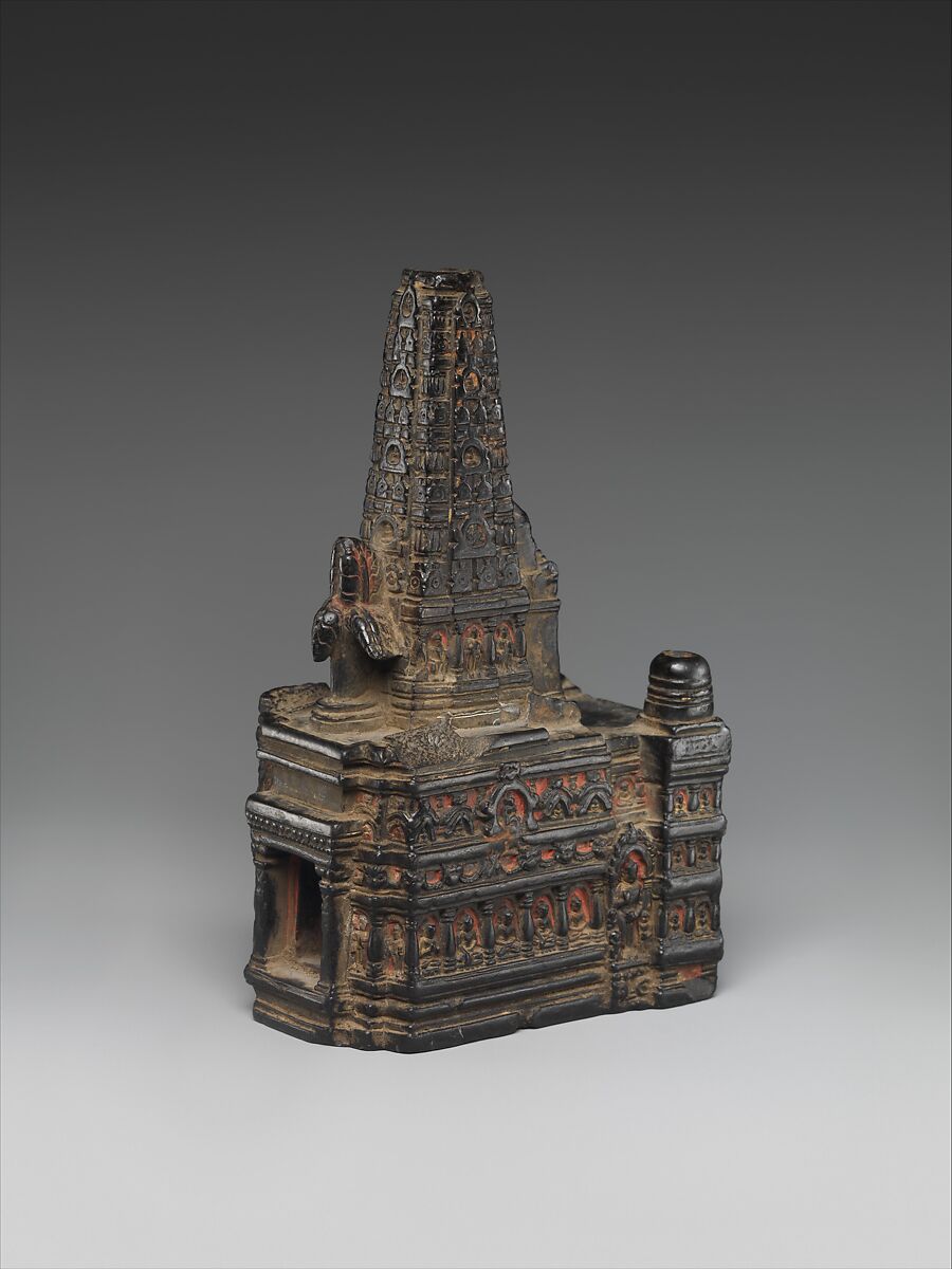 Model of the Mahabodhi Temple, Quartz-muscovite-chlorite-talc phyllite, India, Bihar