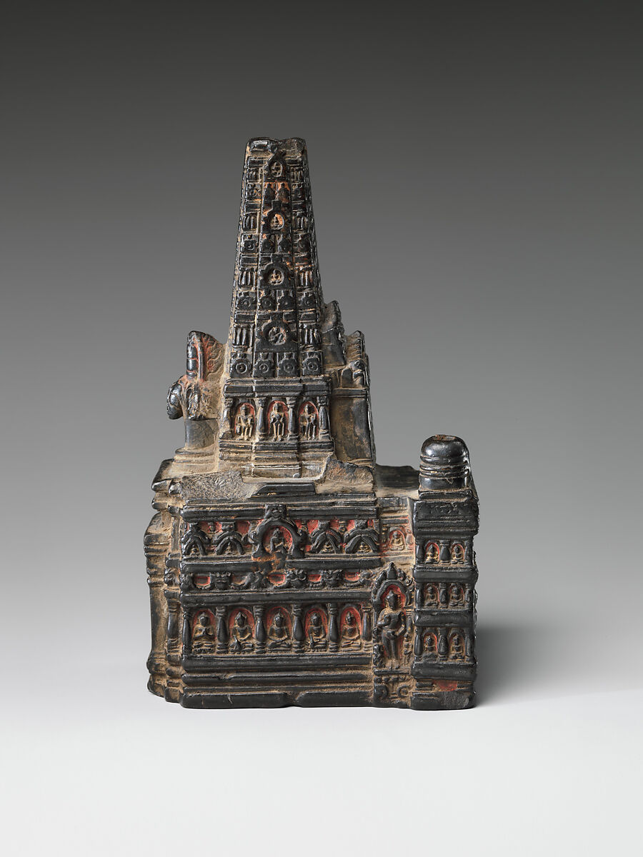 Model of the Mahabodhi Temple, Quartz-muscovite-chlorite-talc phyllite, India, Bihar