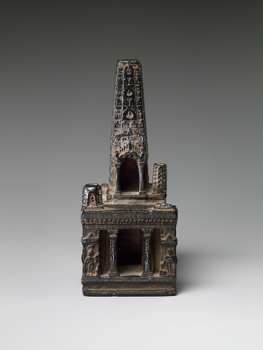 Model of the Mahabodhi Temple, Quartz-muscovite-chlorite-talc phyllite, India, Bihar