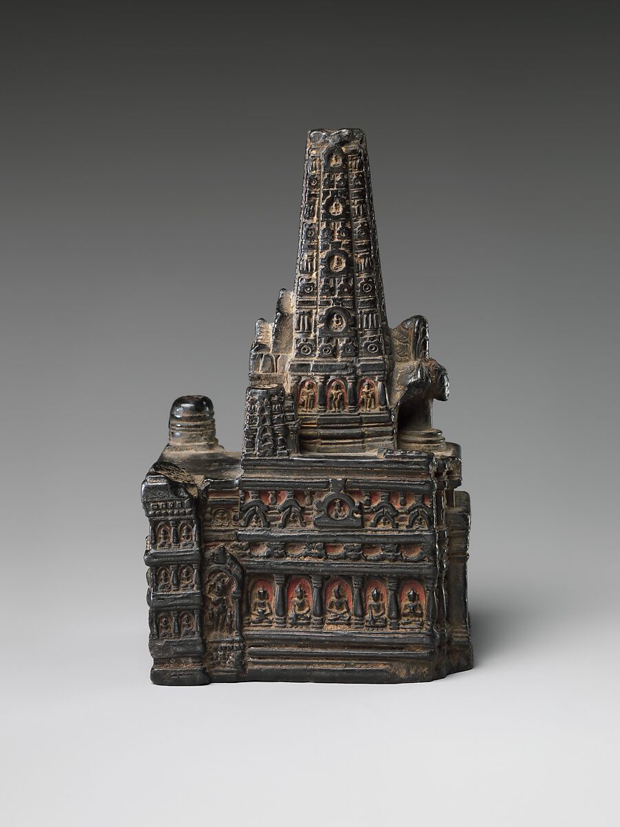 Model of the Mahabodhi Temple, Quartz-muscovite-chlorite-talc phyllite, India, Bihar