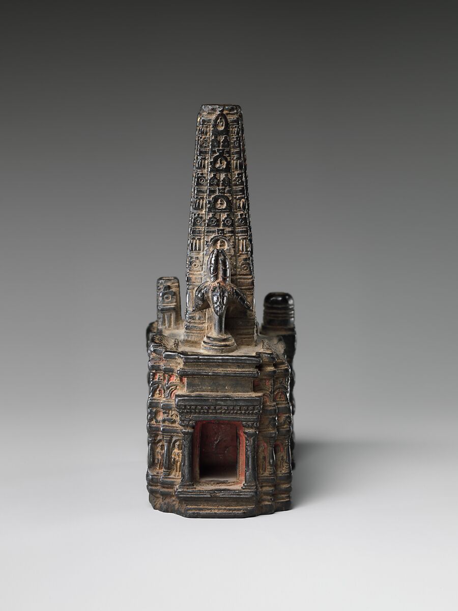 Model of the Mahabodhi Temple, Quartz-muscovite-chlorite-talc phyllite, India, Bihar