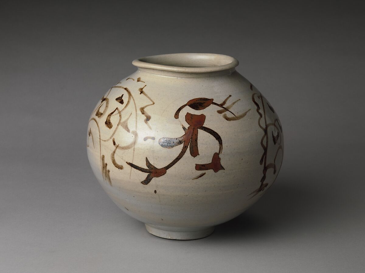 Jar decorated with dragons, Porcelain with underglaze iron-brown design, Korea