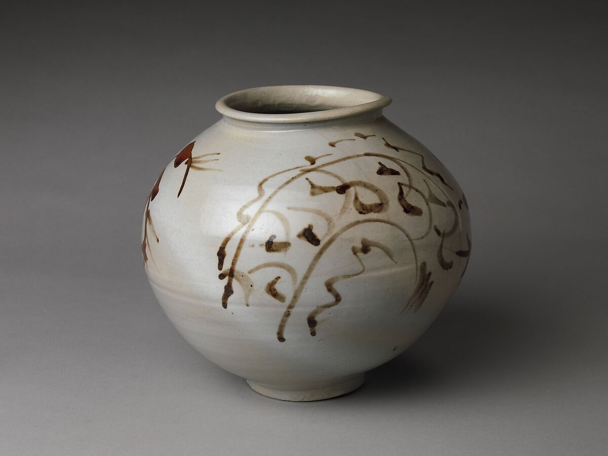 Jar decorated with dragons, Porcelain with underglaze iron-brown design, Korea