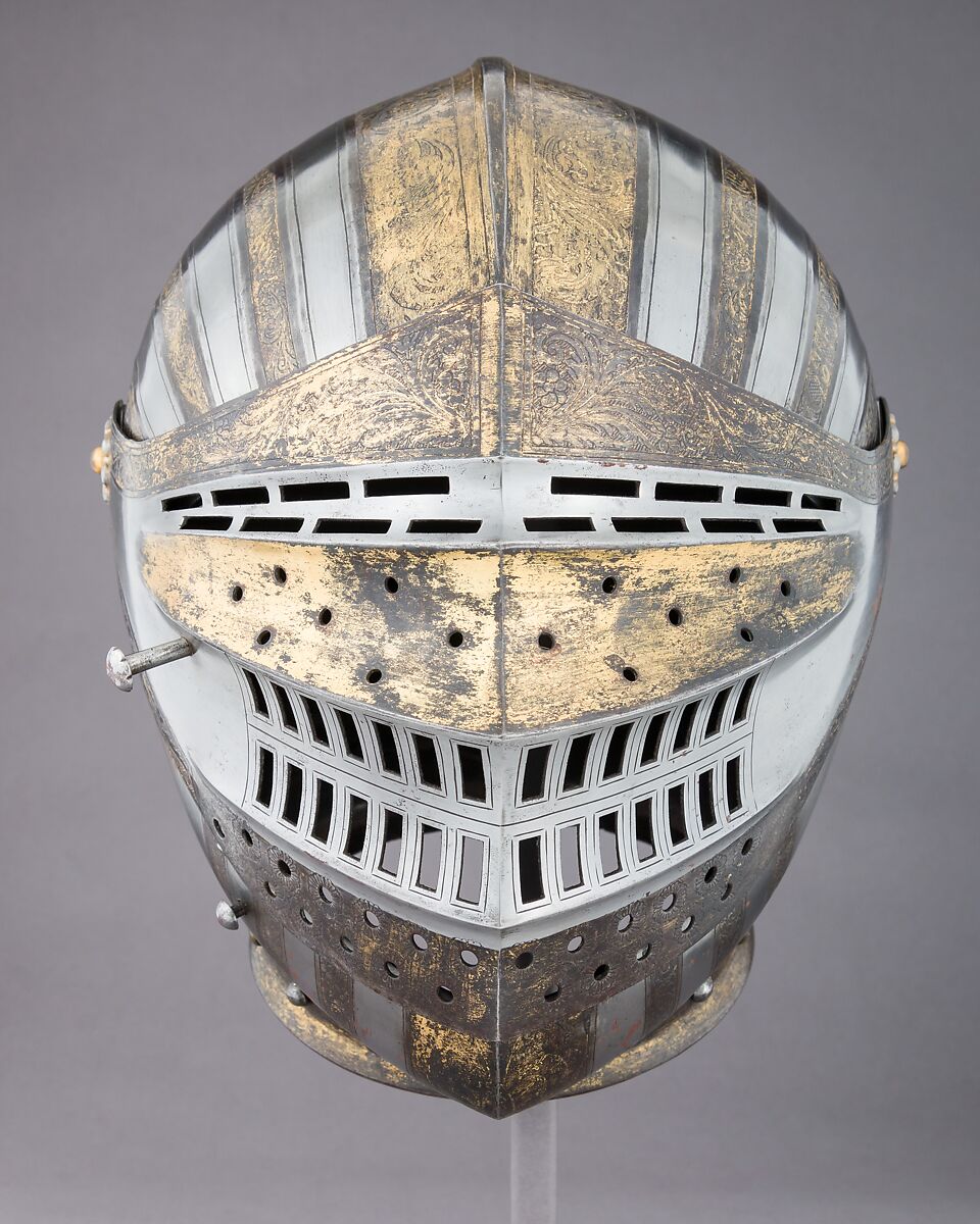 Close-Helmet in the style of the 16th century, Steel, gold, copper alloy, France, Paris