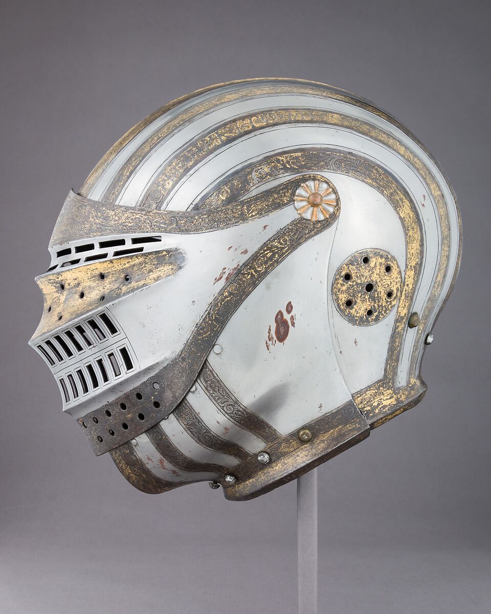 Close-Helmet in the style of the 16th century, Steel, gold, copper alloy, France, Paris