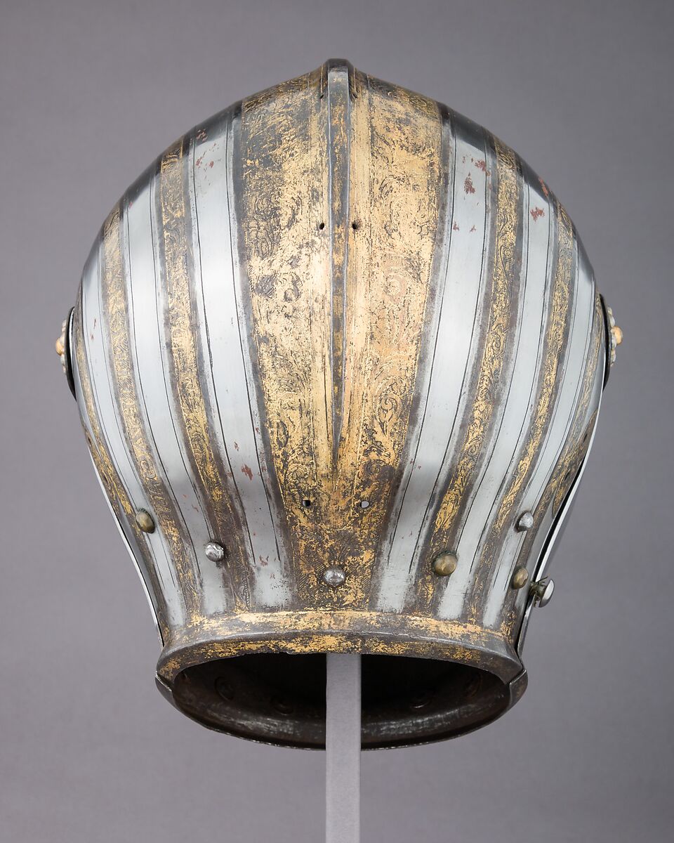Close-Helmet in the style of the 16th century, Steel, gold, copper alloy, France, Paris