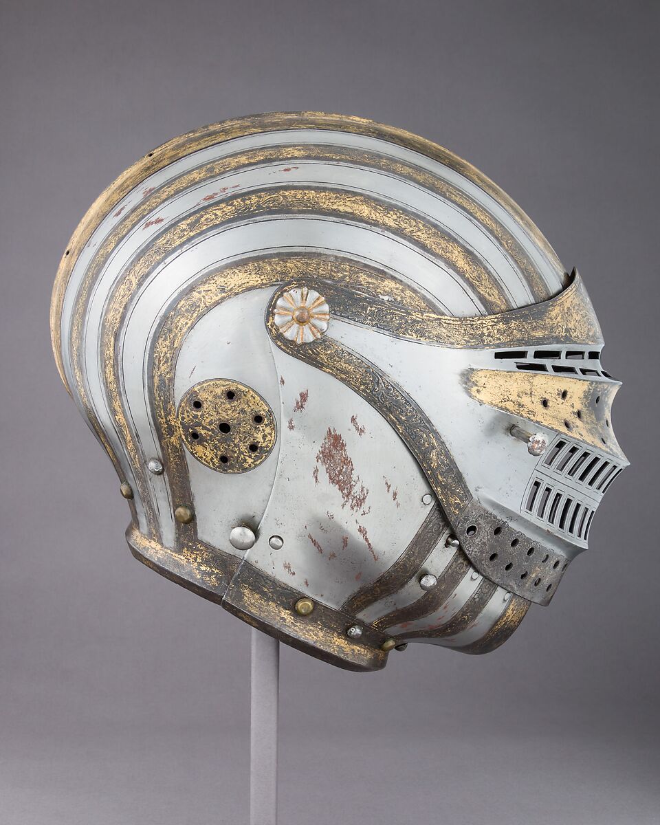 Close-Helmet in the style of the 16th century, Steel, gold, copper alloy, France, Paris