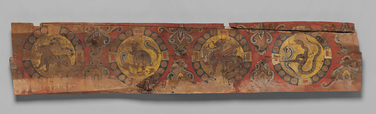 Panel with Chinese Zodiac, Wood with pigment, Central Asia 