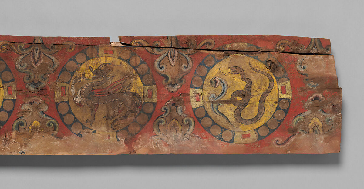 Panel with Chinese Zodiac, Wood with pigment, Central Asia