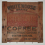 [Fragment of Printed Shipping Crate: White House Coffee], Unknown, Ink on wood 