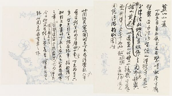 Colophons to Two Paintings, Xie Zhiliu (Chinese, 1910–1997), Two sheets mounted together; ink on decorated letter paper, China 
