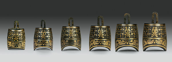 Six Niuzhong Bells, Bronze inlaid with gold and silver, China 
