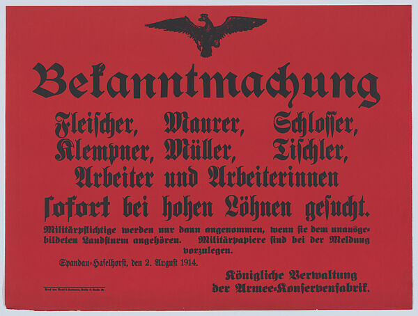 Bekanntmachung, Anonymous, Commercial lithograph 