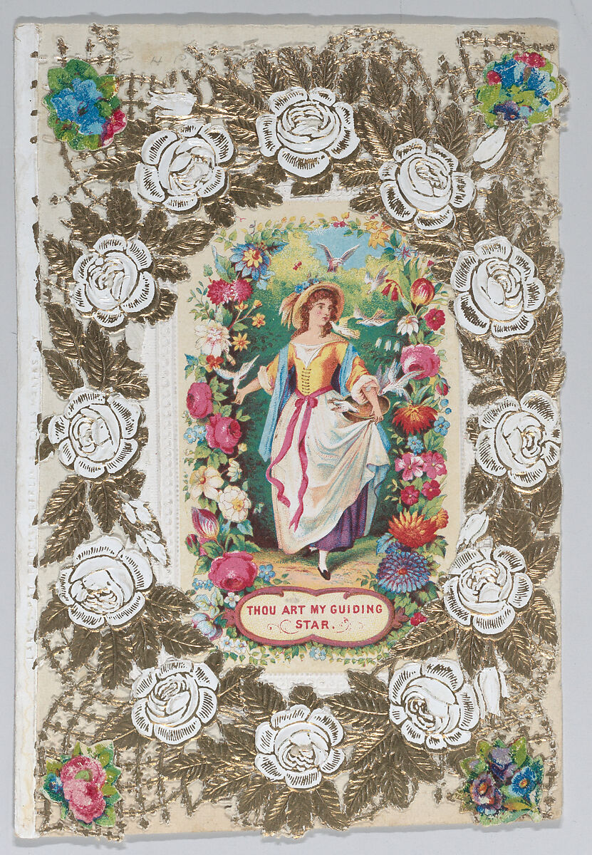 Valentine, Anonymous, Cameo-embossed,   open-work gilt lace paper,  chromolithography, die-cut scraps 