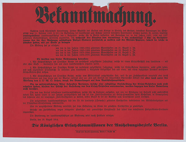 Bekanntmachung, Anonymous, Commercial lithograph 