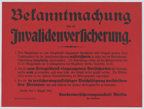 Bekanntmachung, Anonymous, Commercial lithograph 