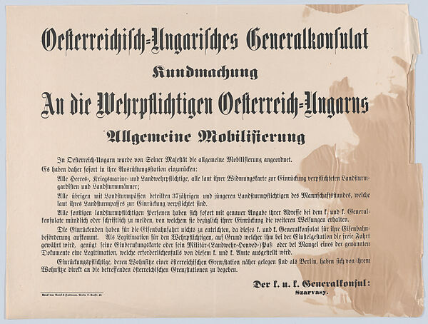 Oesterreichisch-Ungarisches Generalkonsulat, Anonymous, Commercial lithograph 