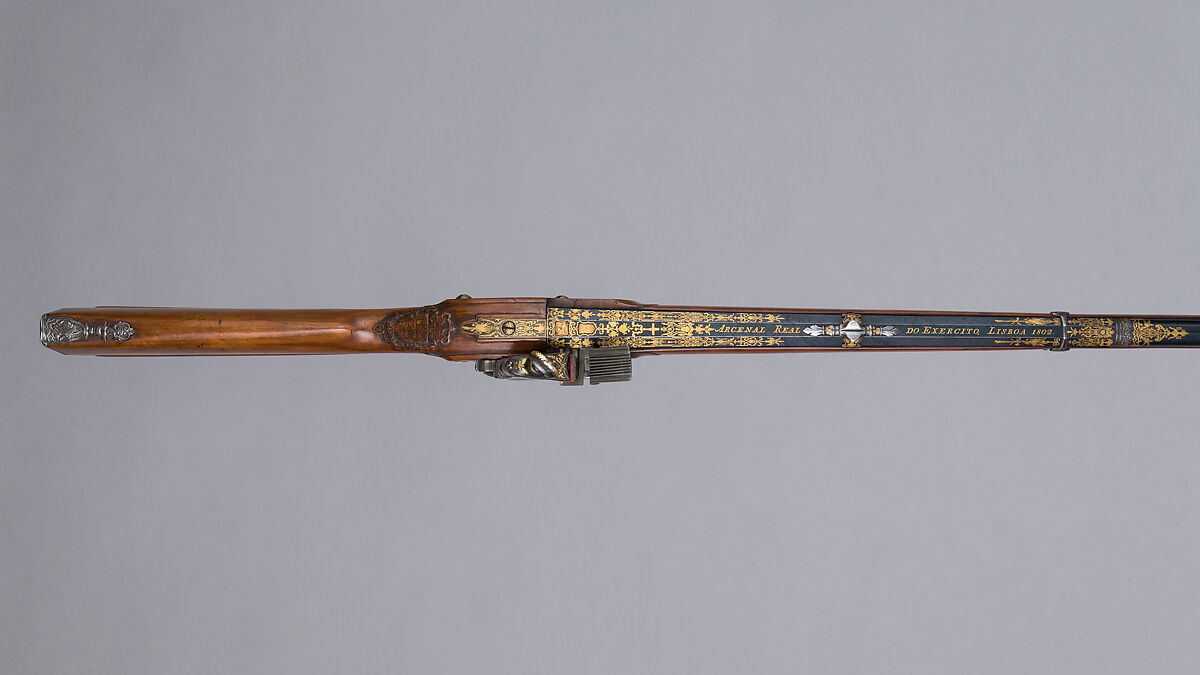 Miquelet Sporting Gun for the Prince Regent of Portugal, João VI (1767–1826), Jacintho Xavier (Portuguese, active from 1792, died 1808), Steel, gold, wood, horn, Portuguese, Lisbon