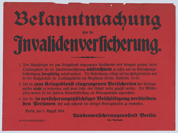 Bekanntmachung, Anonymous, Commercial lithograph 