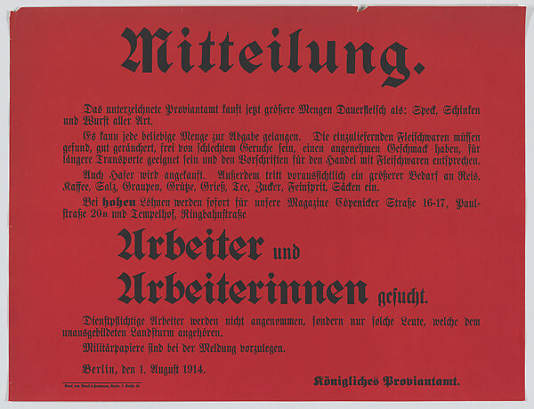 Mitteilung, Anonymous, Commercial lithograph 