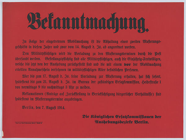 Bekanntmachung, Anonymous, Commercial lithograph 