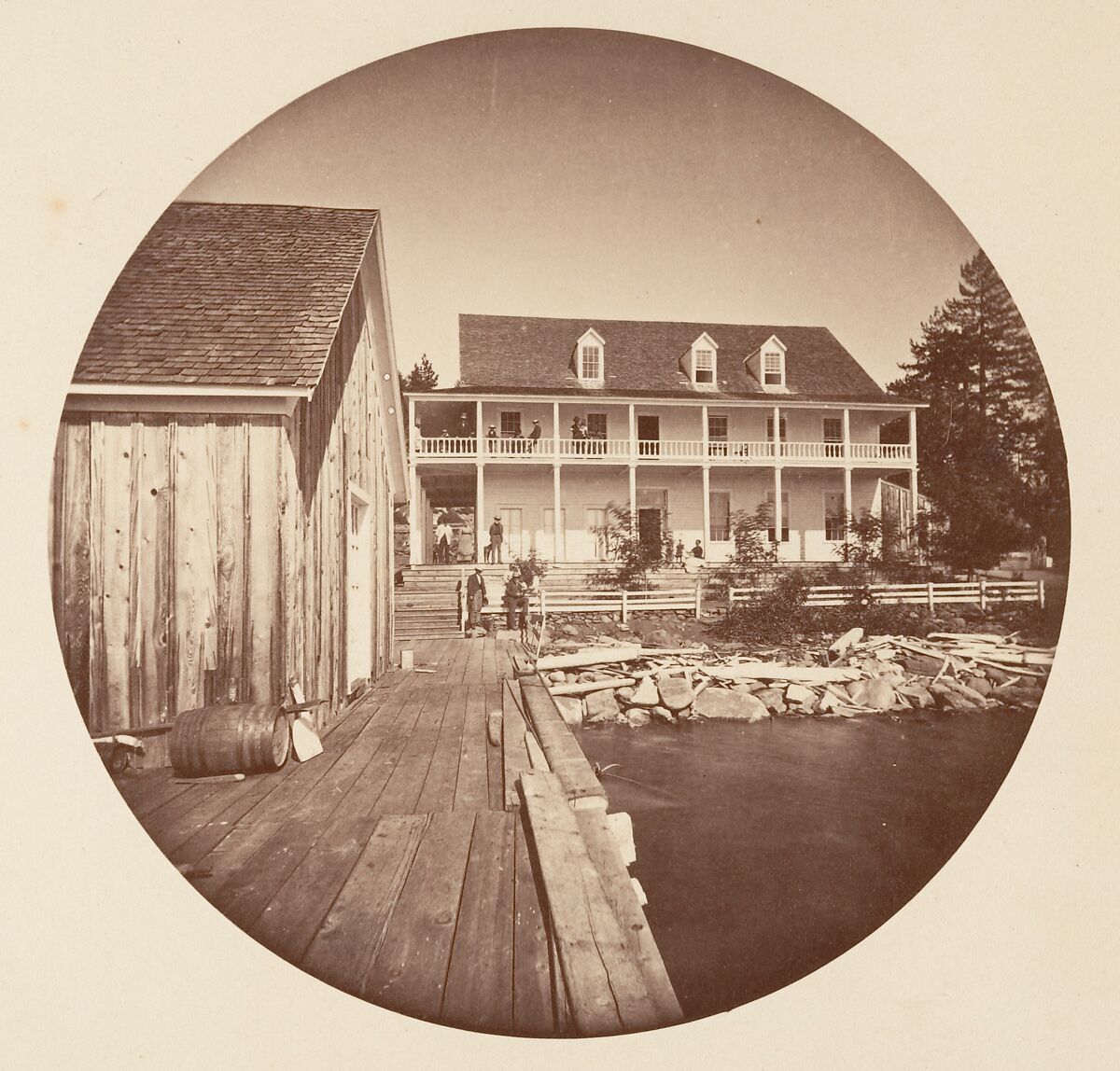 Warm Springs Hotel Lake Tahoe, Carleton E. Watkins (American, 1829–1916), Albumen silver print from glass negative 