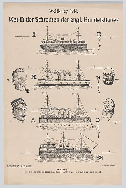 Wer ist der Schrecken der engl. Handelsflotte?, M. Herzog &amp; Company, Commercial lithograph 