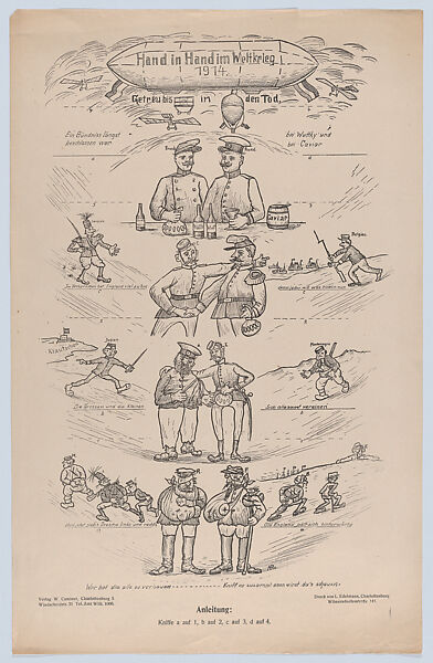 Hand in Hand im Weltkrieg, W. Caminer, Commercial lithograph 