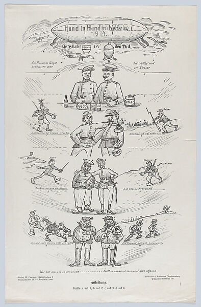 Hand in Hand im Weltkrieg, W. Caminer, Commercial lithograph 