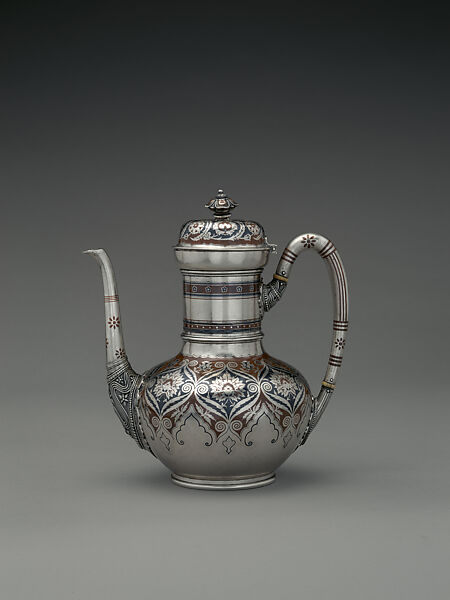 Tea and Coffee Set, Tiffany &amp; Co. (1837–present), Silver, copper, niello, and ivory, American