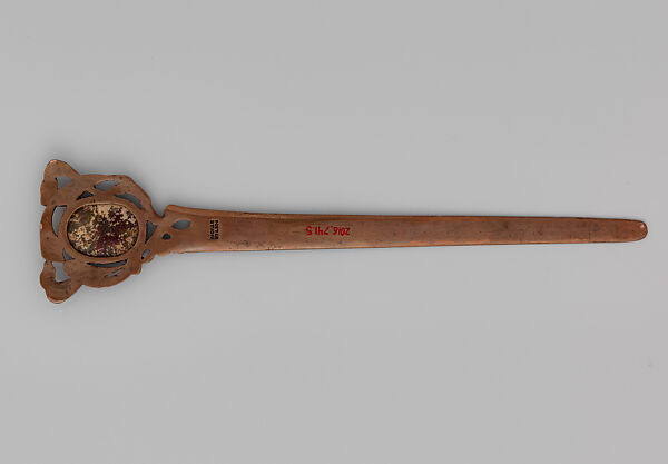 Letter opener, Potter Studio (1909–1928), Copper, moss agate, American