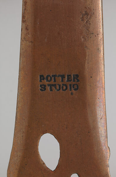 Letter opener, Potter Studio (1909–1928), Copper, moss agate, American