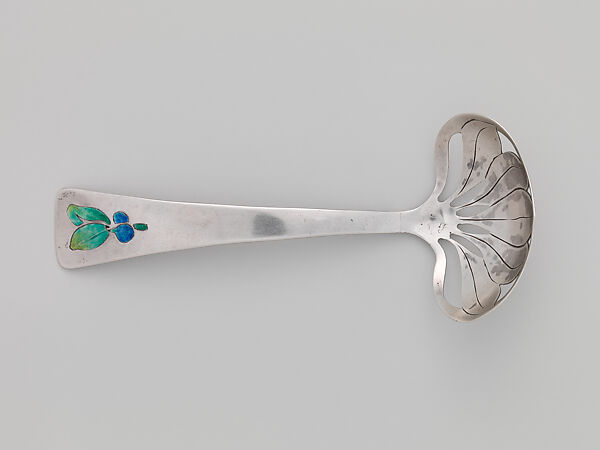 Pierced spoon/sifter, Horace E. Potter (American, 1873–1948), Silver and enamel, American 