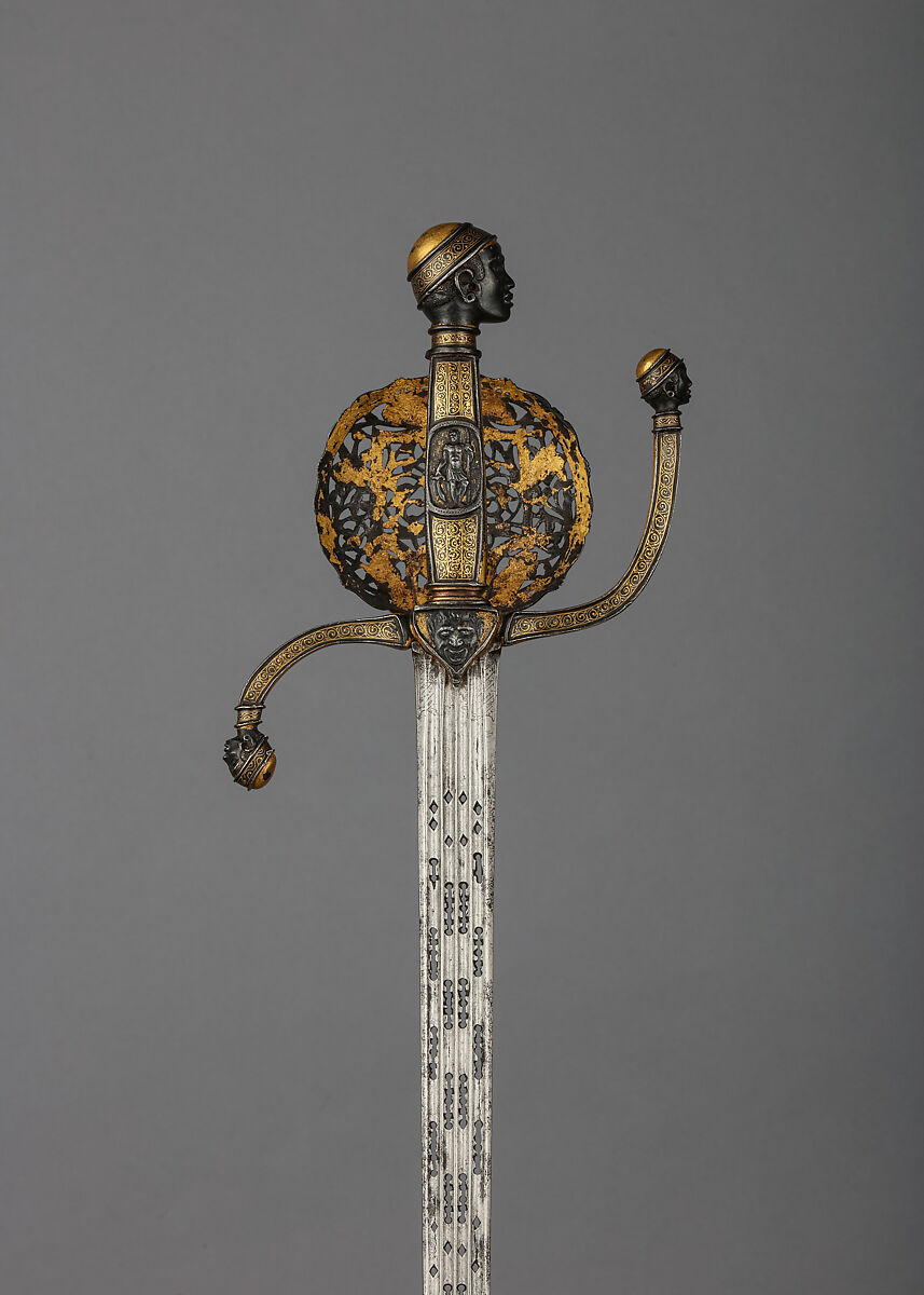 Sword, Steel, gold, silver, hilt, Italian; blade, French