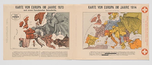 Karte von Europa im jahre 1870 / Karte von Europa im jahre 1914, Paul Hadol  French, Commercial color lithograph