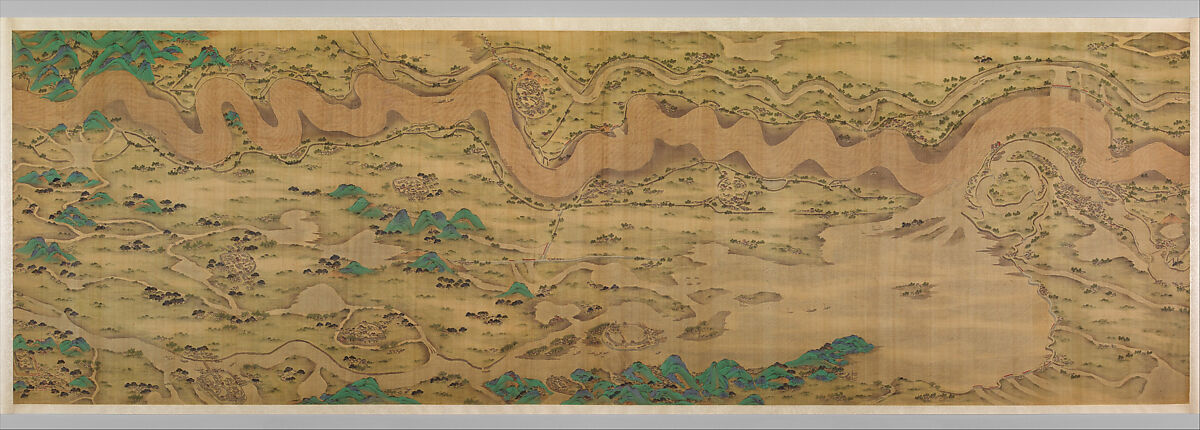 Ten Thousand Miles along the Yellow River, Unidentified artist Chinese, active late 17th–early 18th century, Two handscrolls; ink, color, and gold on silk, China 