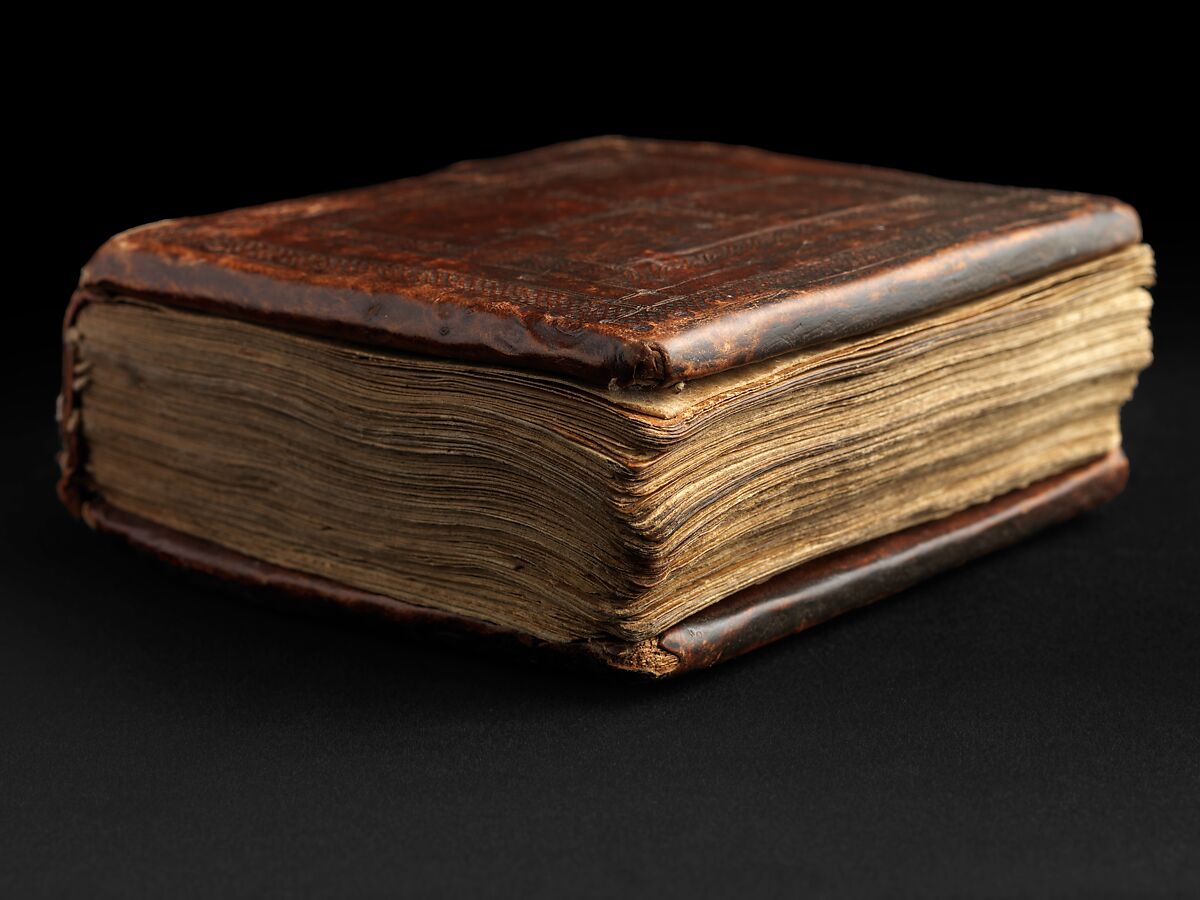 Arganonä Maryam (The Organ of Mary) prayer book, Attributed to Baselyos, also known as "The Ground Hornbill Master" (active late 17th century, Lasta region, Ethiopia), Parchment, pigment ink, wood, leather, fiber