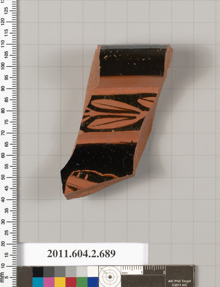 Terracotta fragment of a calyx-krater (bowl for mixing wine and water), Terracotta, Greek, Attic 